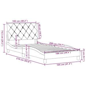 Rám postele bez matrace černý 100 x 200 cm textil - obrázek 13
