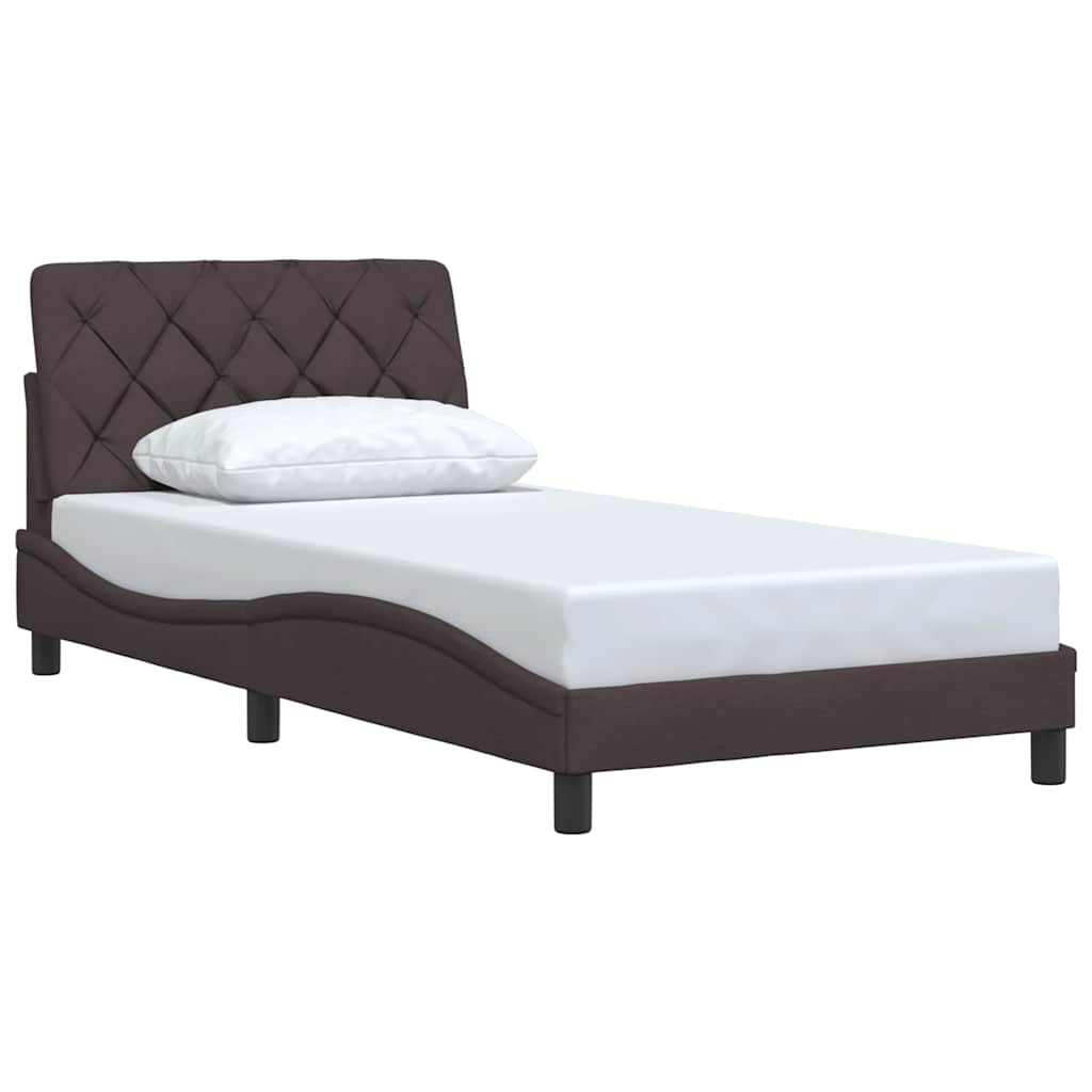 vidaXL Bedframe zonder matras 100x200 cm stof donkerbruin afbeelding