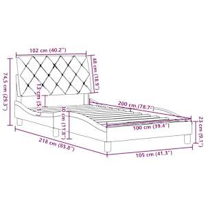 Rám postele bez matrace tmavě hnědá 100 x 200 cm textil - obrázek 13