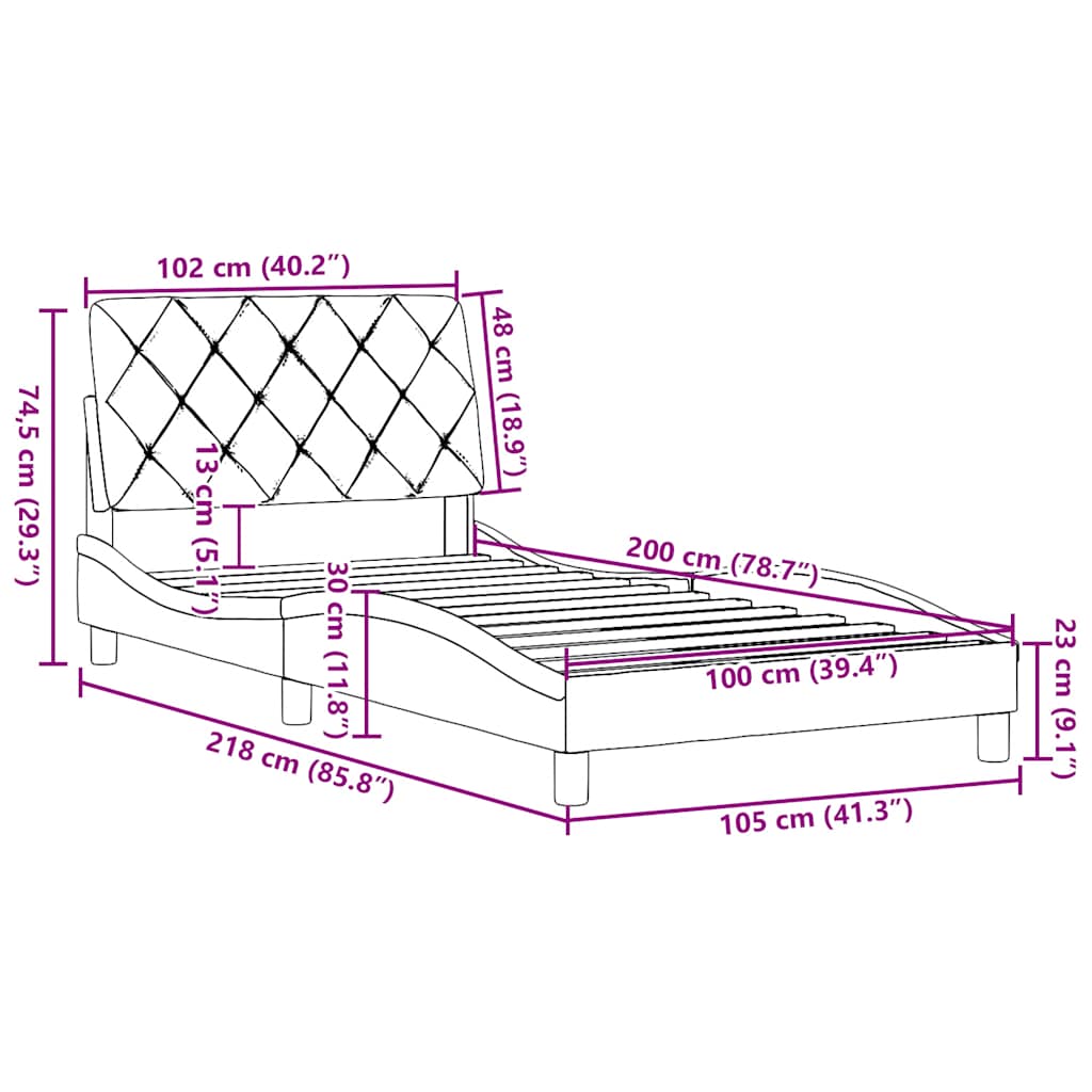 vidaXL Bettgestell ohne Matratze Taupe 100x200 cm Stoff – Bild 13