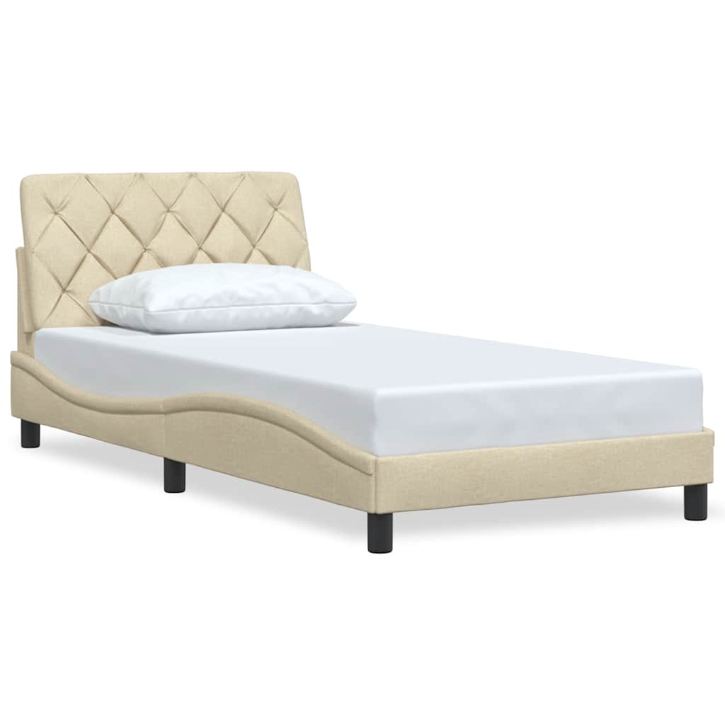 vidaXL Bedframe zonder matras 100x200 cm stof crèmekleurig afbeelding