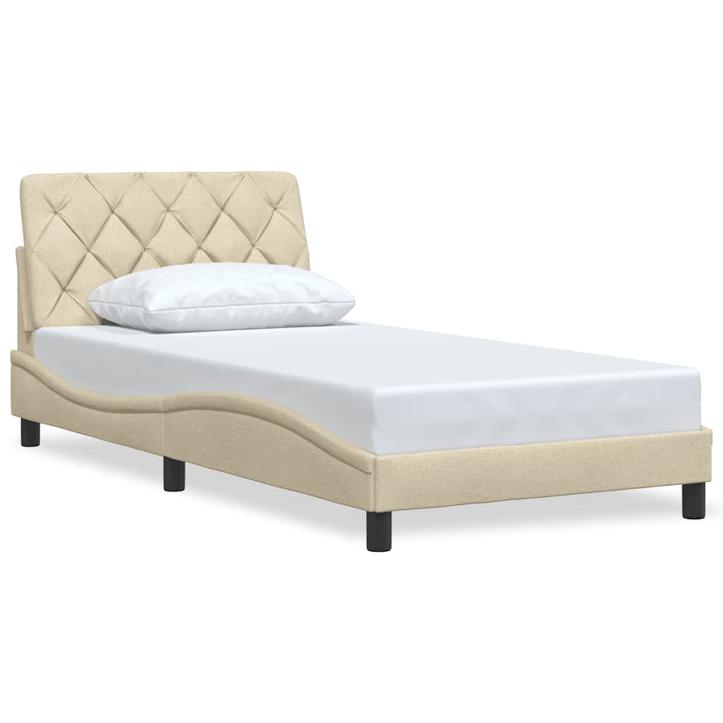 vidaXL - Bedframe - zonder - matras - 100x200 - cm - stof - crèmekleurig