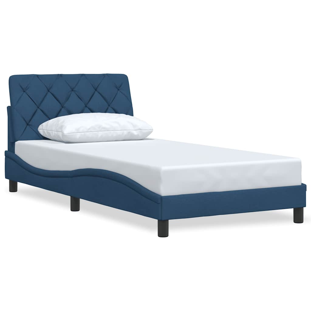 vidaXL Bedframe zonder matras 100x200 cm stof blauw afbeelding