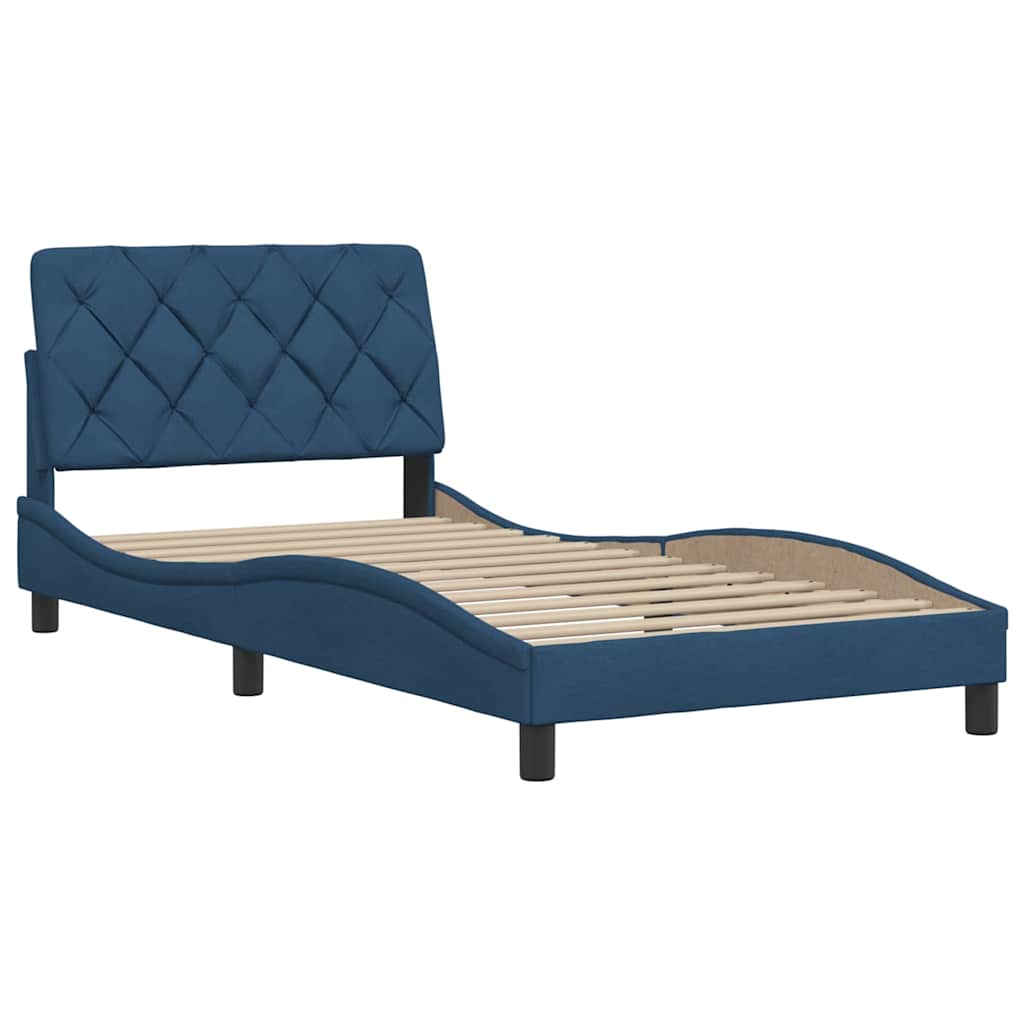 vidaXL Bedframe zonder matras 100x200 cm stof blauw, foto 4