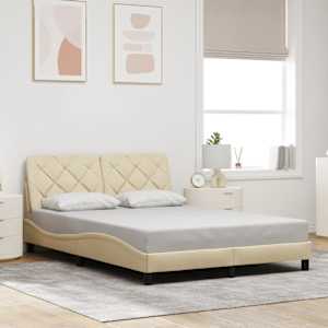 Rám postele bez matrace krémový 120 x 200 cm textil - obrázek 1