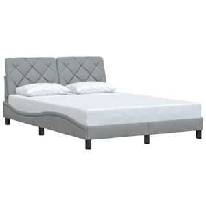 Rám postele bez matrace světle šedý 140 x 190 cm textil - obrázek 2