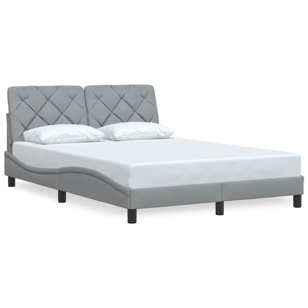 vidaXL Bedframe zonder matras stof lichtgrijs 140x190 cm afbeelding