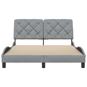 Rám postele bez matrace světle šedý 140 x 190 cm textil - obrázek 5