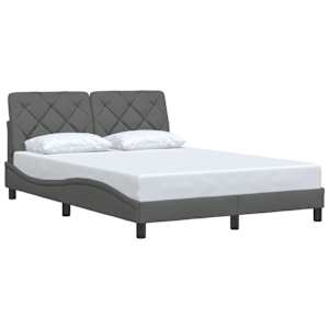 Rám postele bez matrace tmavě šedý 140 x 190 cm textil - obrázek 2