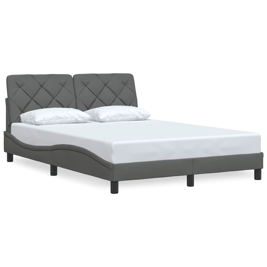 vidaXL Bedframe zonder matras stof donkergrijs 140x190 cm grijs, foto 2