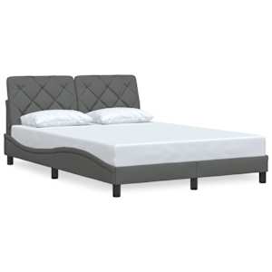 Rám postele bez matrace tmavě šedý 140 x 190 cm textil - obrázek 3