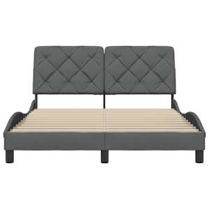 Rám postele bez matrace tmavě šedý 140 x 190 cm textil - obrázek 5