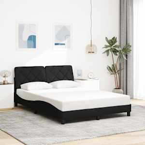 Rám postele bez matrace černý 140 x 190 cm textil - obrázek 1
