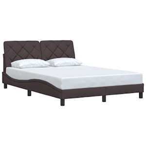 Rám postele bez matrace tmavě hnědý 140 x 190 cm textil - obrázek 2