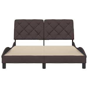 Rám postele bez matrace tmavě hnědý 140 x 190 cm textil - obrázek 5