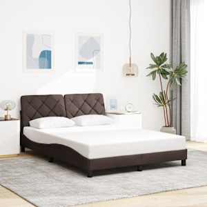 Rám postele bez matrace tmavě hnědý 140 x 190 cm textil - obrázek 1
