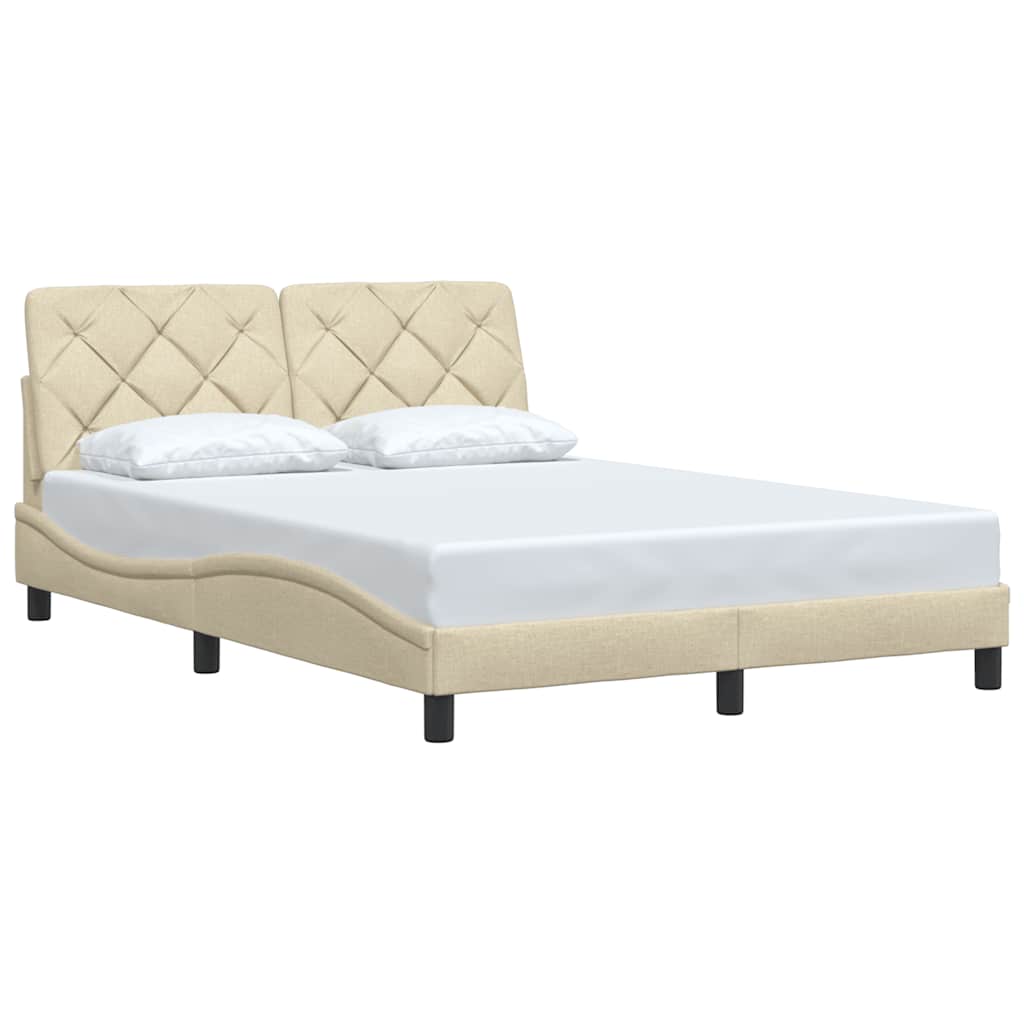 vidaXL Rám postele bez matrace krémový 140 x 190 cm textil