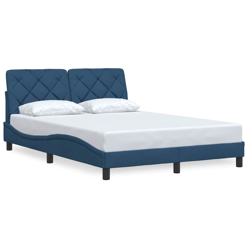 vidaXL Bedframe zonder matras stof blauw 140x190 cm afbeelding