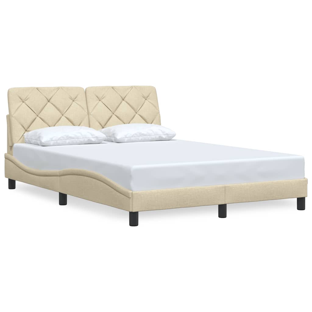 vidaXL Bedframe zonder matras stof crèmekleurig 140x200 cm afbeelding
