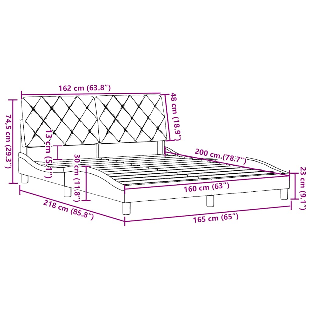 Posteljni okvir brez vzmetnice temno siv 160x200 cm blago - slika 13