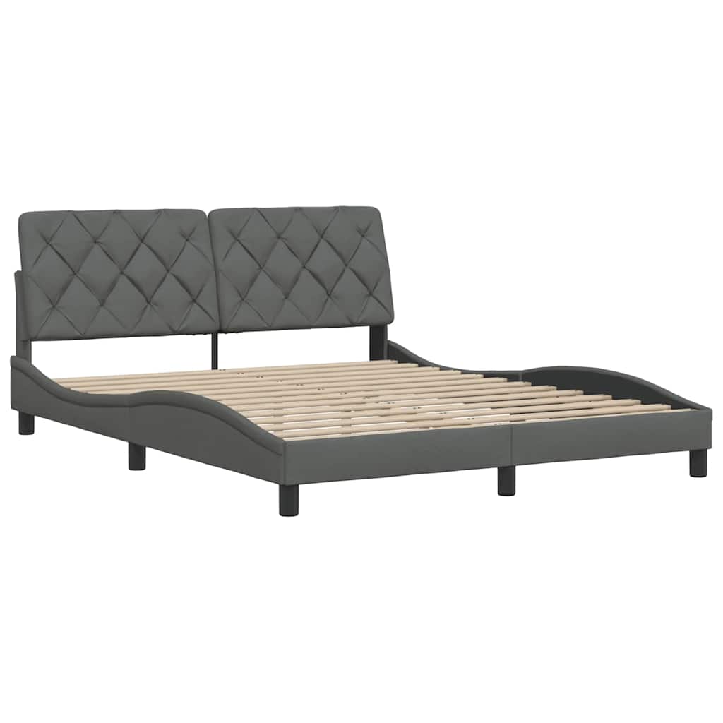 vidaXL Bedframe zonder matras stof donkergrijs 160x200 cm grijs, foto 4