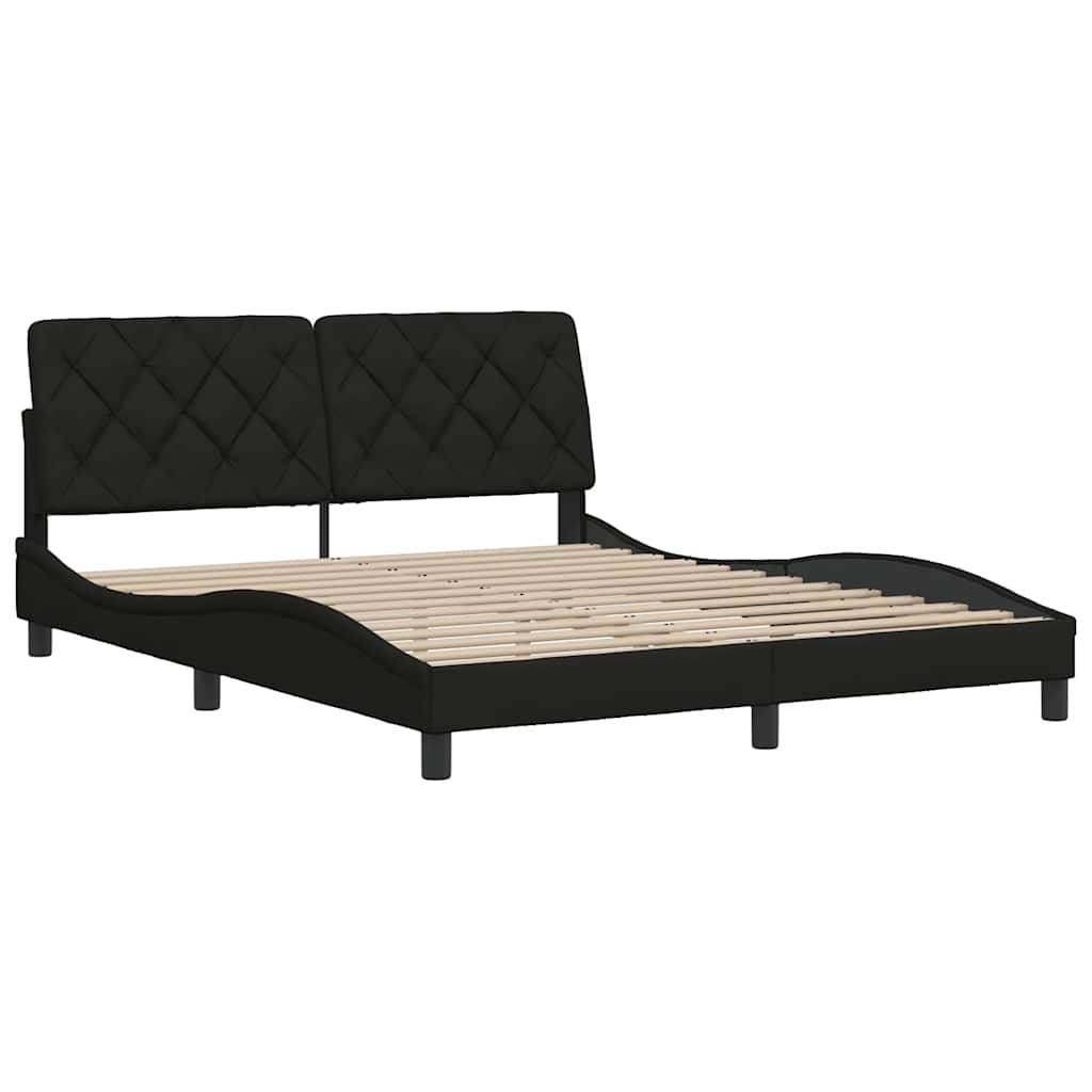 vidaXL Bedframe zonder matras stof zwart 160x200 cm, foto 4