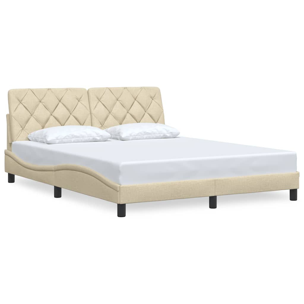 vidaXL Bedframe zonder matras stof crèmekleurig 160x200 cm, foto 3