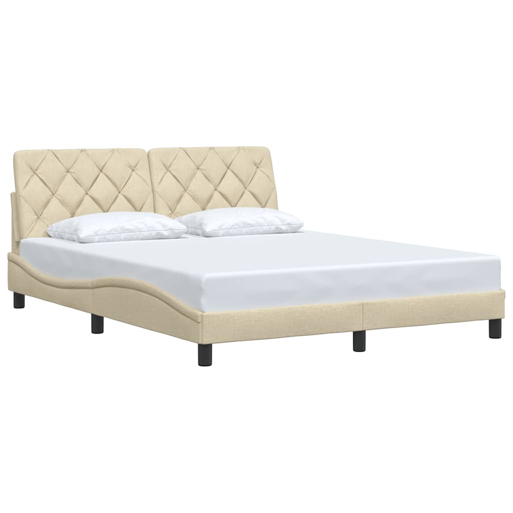 vidaXL - Bedframe - zonder - matras - stof - crèmekleurig - 160x200 - cm
