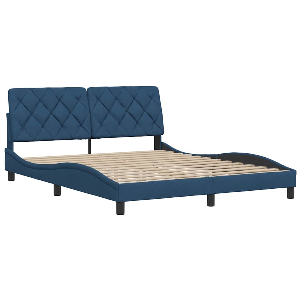 vidaXL Bedframe zonder matras stof blauw 160x200 cm, foto 4