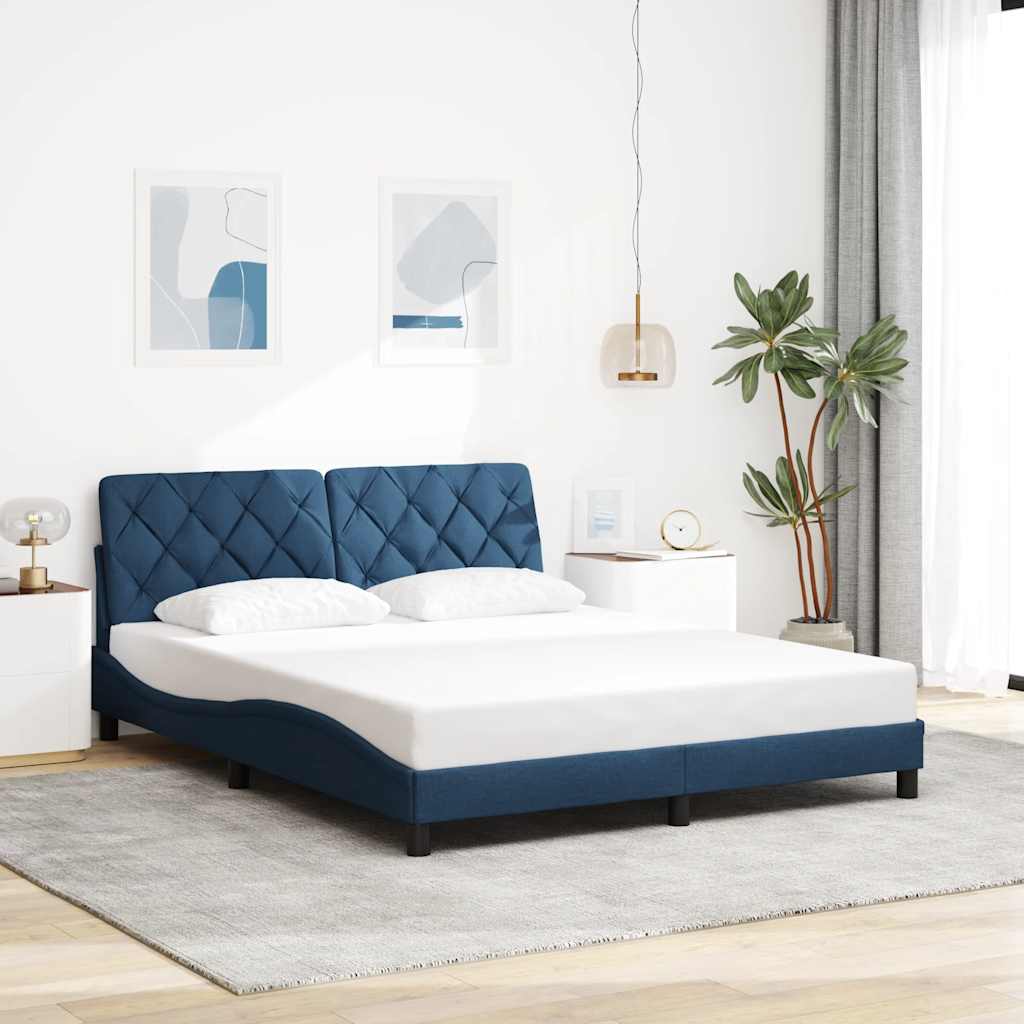 vidaXL Cadru de pat fără saltea, albastru, 160x200 cm, textil