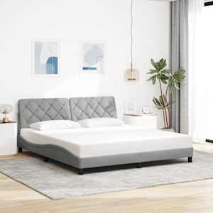 Rám postele bez matrace světle šedý 180 x 200 cm textil - obrázek 1