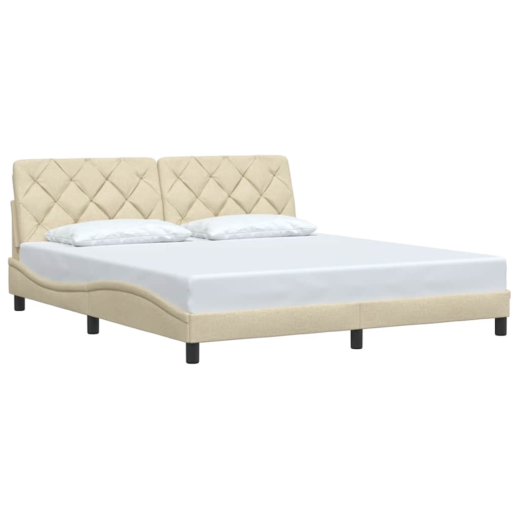 vidaXL Bedframe zonder matras stof crèmekleurig 180x200 cm, foto 2