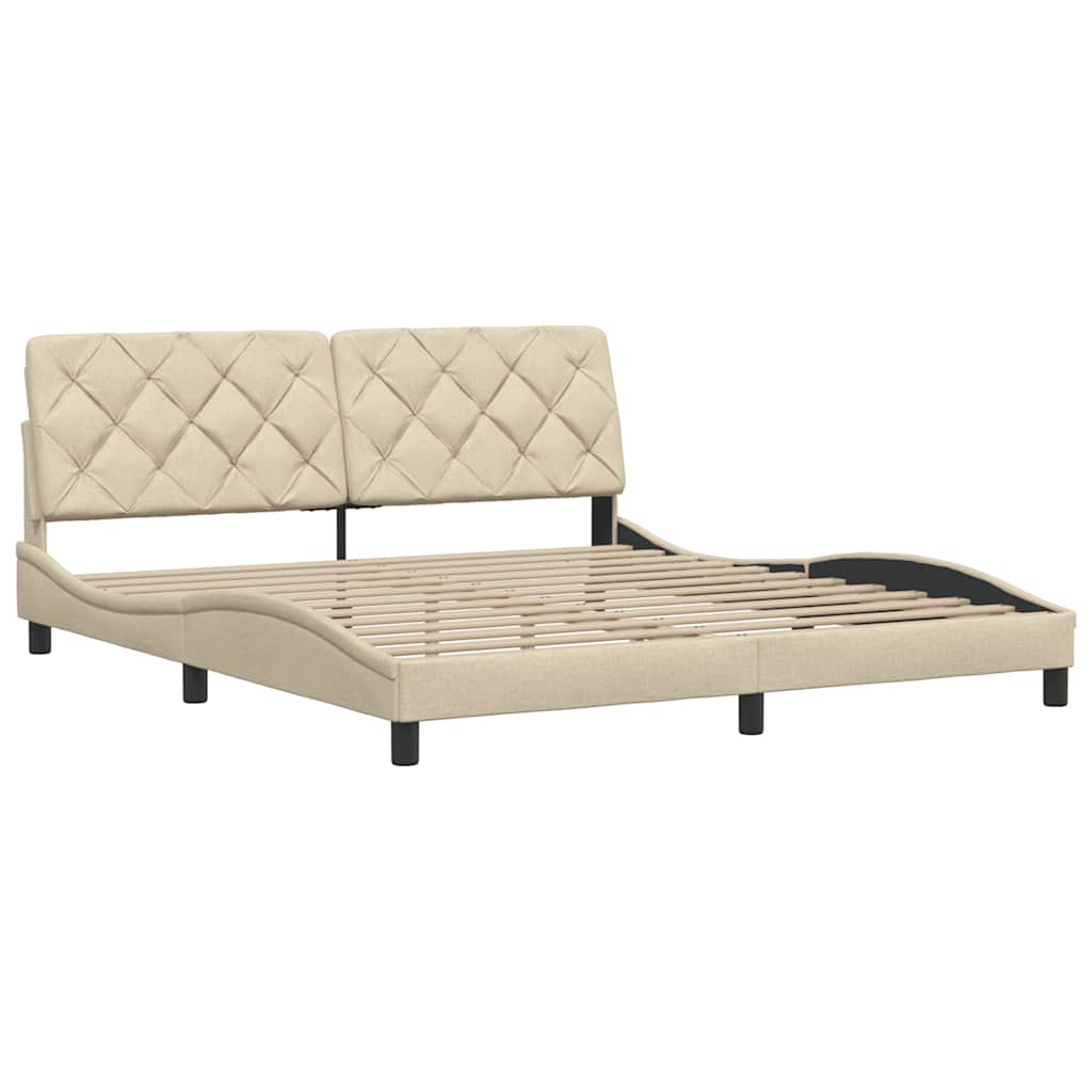 vidaXL Bedframe zonder matras stof crèmekleurig 180x200 cm, foto 4