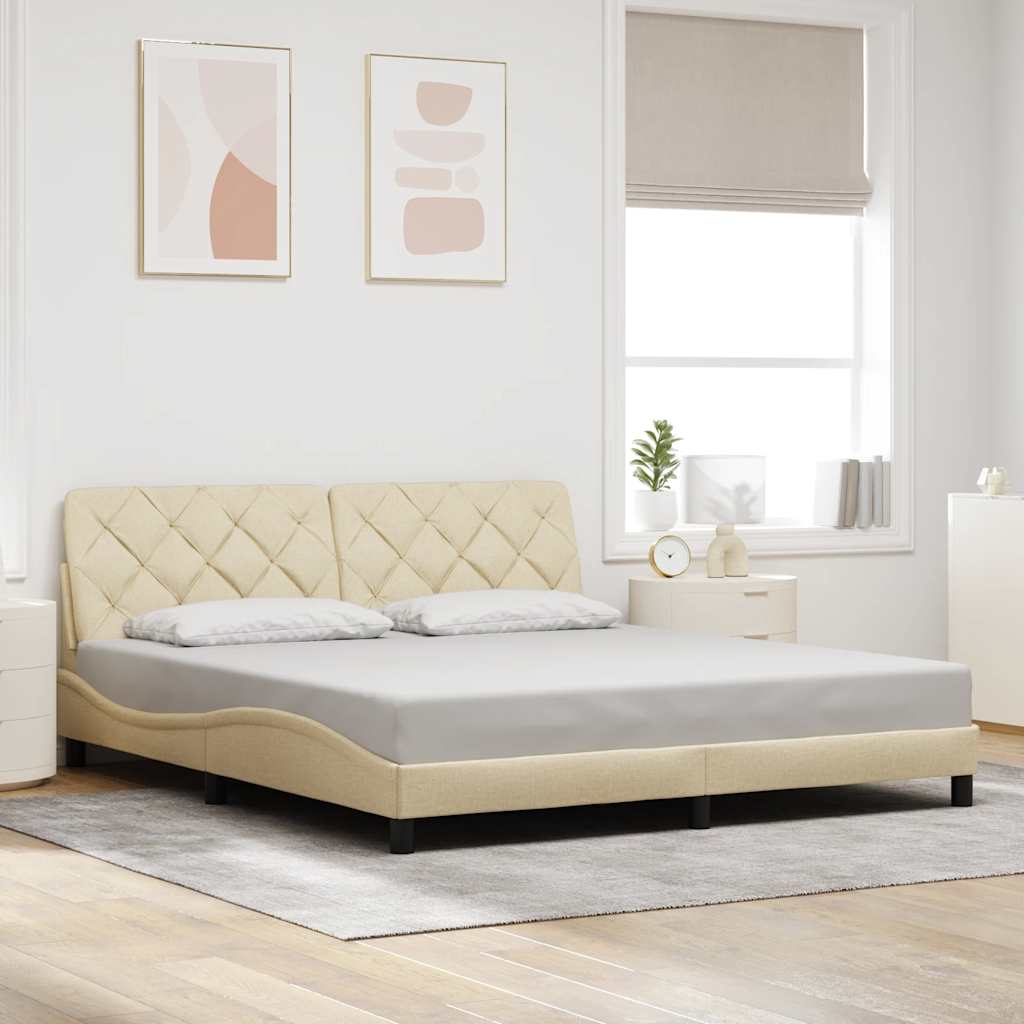 vidaXL Cadru de pat fără saltea, crem, 180x200 cm, textil