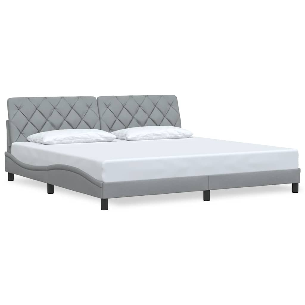 vidaXL Bedframe zonder matras stof lichtgrijs 200x200 cm grijs, foto 3
