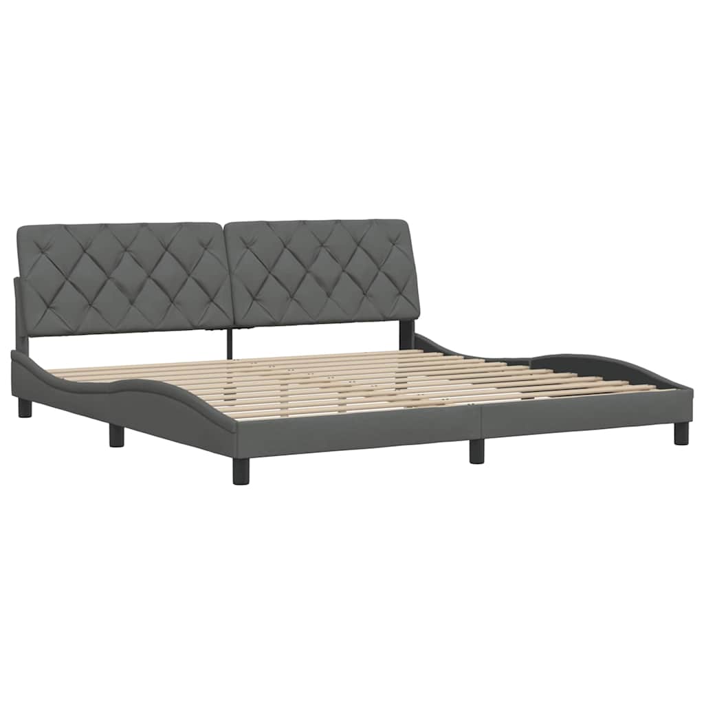 vidaXL Bedframe zonder matras stof donkergrijs 200x200 cm grijs, foto 4