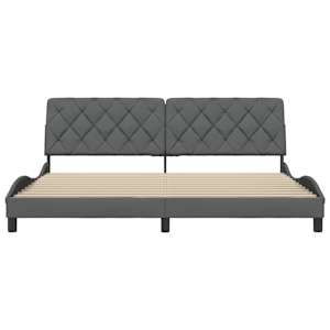 Rám postele bez matrace tmavě šedý 200 x 200 cm textil - obrázek 5