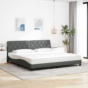 Rám postele bez matrace tmavě šedý 200 x 200 cm textil - obrázek 1