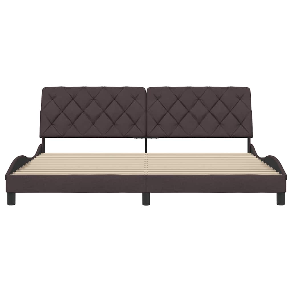 vidaXL Bedframe zonder matras stof donkerbruin 200x200 cm bruin, foto 4