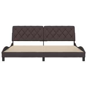 Rám postele bez matrace tmavě hnědý 200 x 200 cm textil - obrázek 4