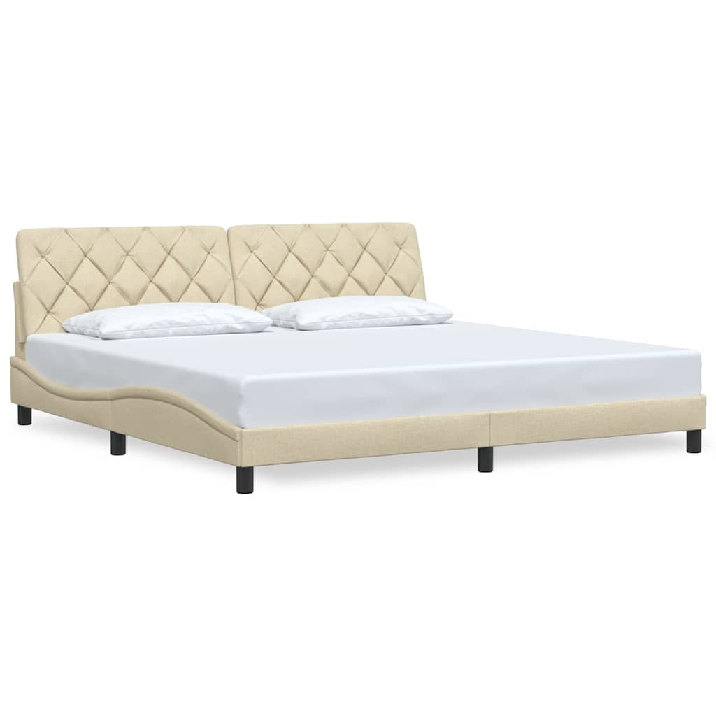 vidaXL Bedframe zonder matras stof crèmekleurig 200x200 cm, foto 3