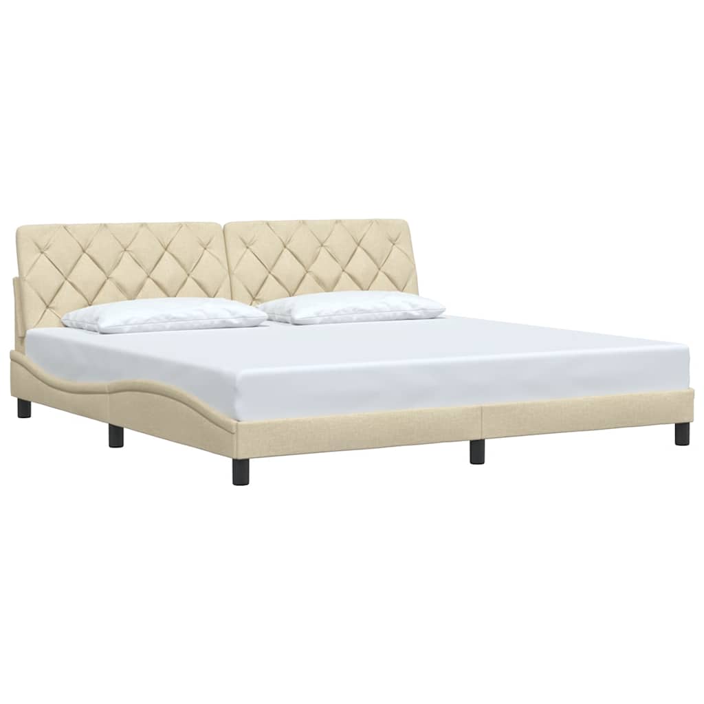 vidaXL Bedframe zonder matras stof crèmekleurig 200x200 cm, foto 2