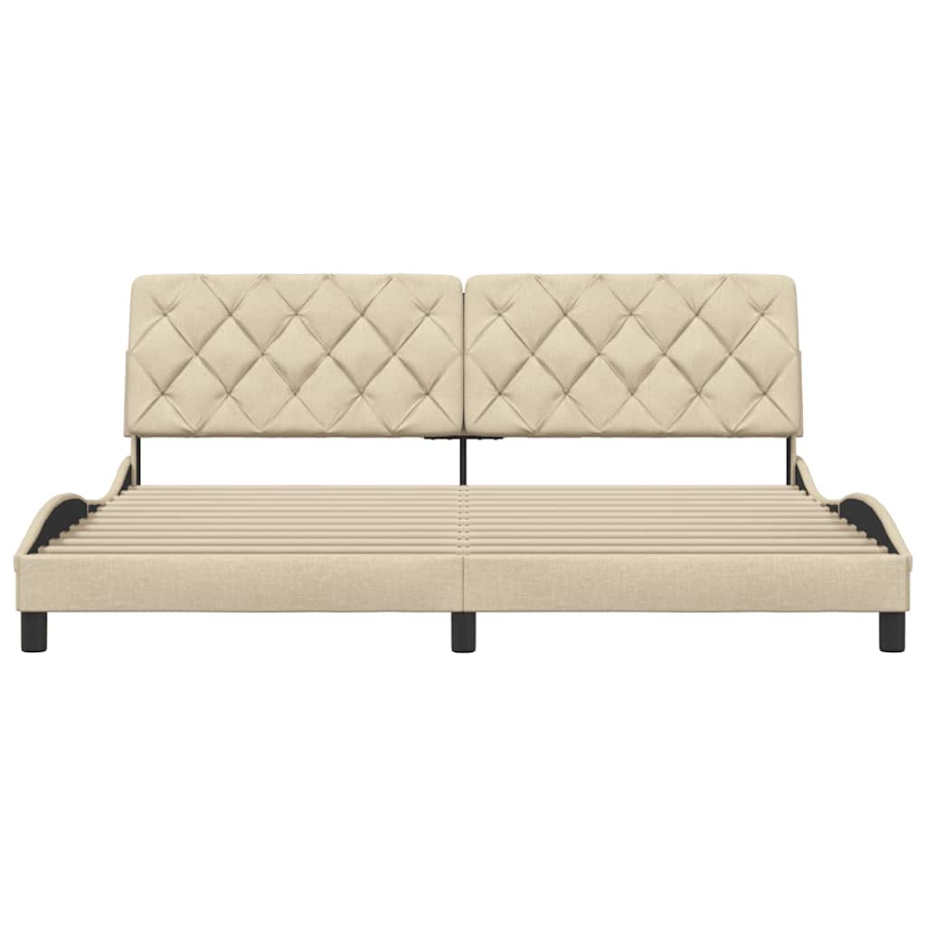 vidaXL Bedframe zonder matras stof crèmekleurig 200x200 cm, foto 4