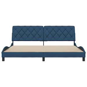 Rám postele bez matrace modrý 200 x 200 cm textil - obrázek 4