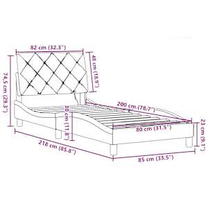 Rám postele s LED bez matrace Světle šedá 80x200 cm Látka - obrázek 15