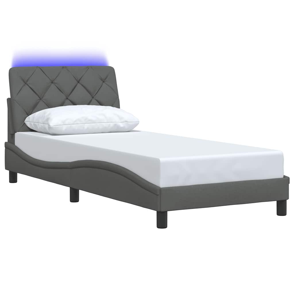 vidaXL Bedframe met LED zonder matras 80x200 cm stof donkergrijs afbeelding