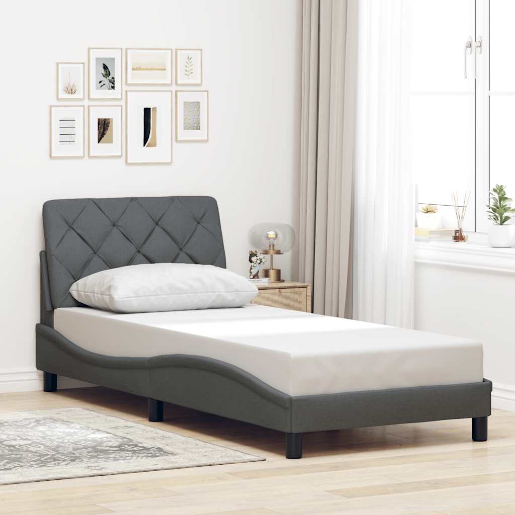vidaXL Bedframe met LED zonder matras 80x200 cm stof donkergrijs grijs, foto 2