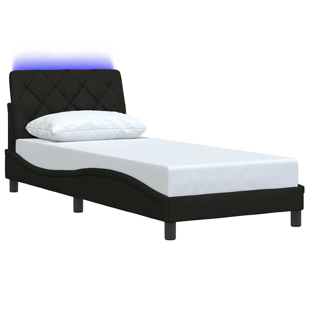 vidaXL Bedframe met LED zonder matras 80x200 cm stof zwart afbeelding