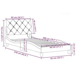 Rám postele s LED osvětlením bez matrace tmavě hnědý 80x200 cm látkový - obrázek 15