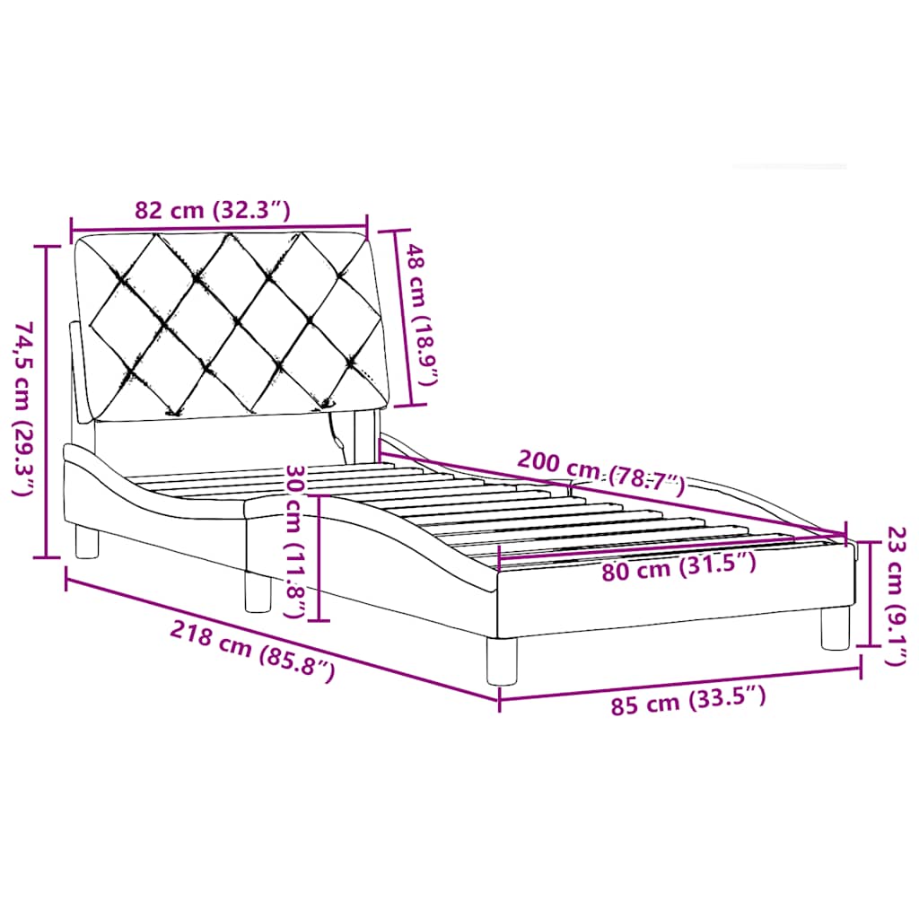 Rám postele s LED bez matrace Cream 80x200 cm Látka - obrázek 15
